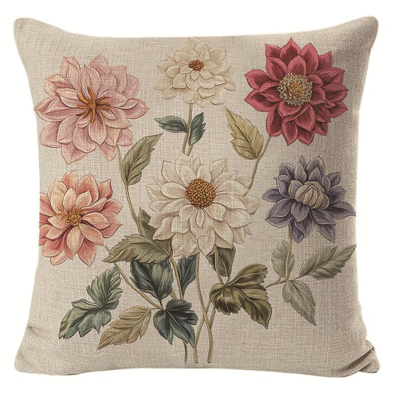 Frühlingsleinen Bedruckter Kissenbezug Nordisches Wohnzimmer Zuhause Sofa Pflanze Blume Kissen