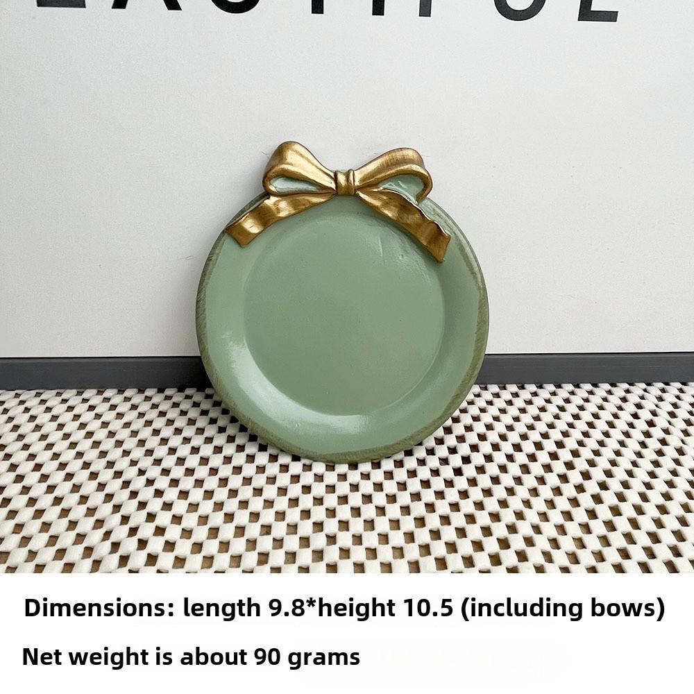 Jewelry Storage Tray Vintage Bow Decorated Resin Plate Snack Dessert Tray Cute Home Bedroom Decor