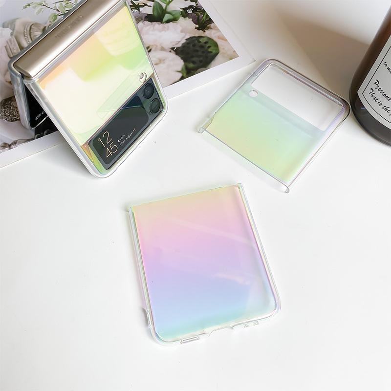 For Samsung Folding Screen ZFlip3 Mobile Phone Case for Samsung ZFlip6 Laser Gradient Flip Protective Case Ultra-thin