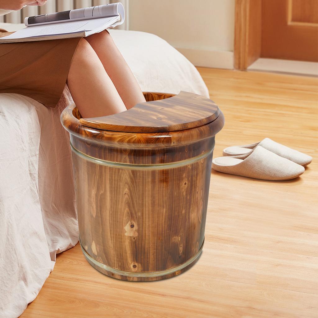 Soothing Cedarwood Foot Soaking Tub with Lid, 40cm Deep Bath Barrel for Relaxation, Home Spa, Aromatherapy, and Epsom Salt Soaks