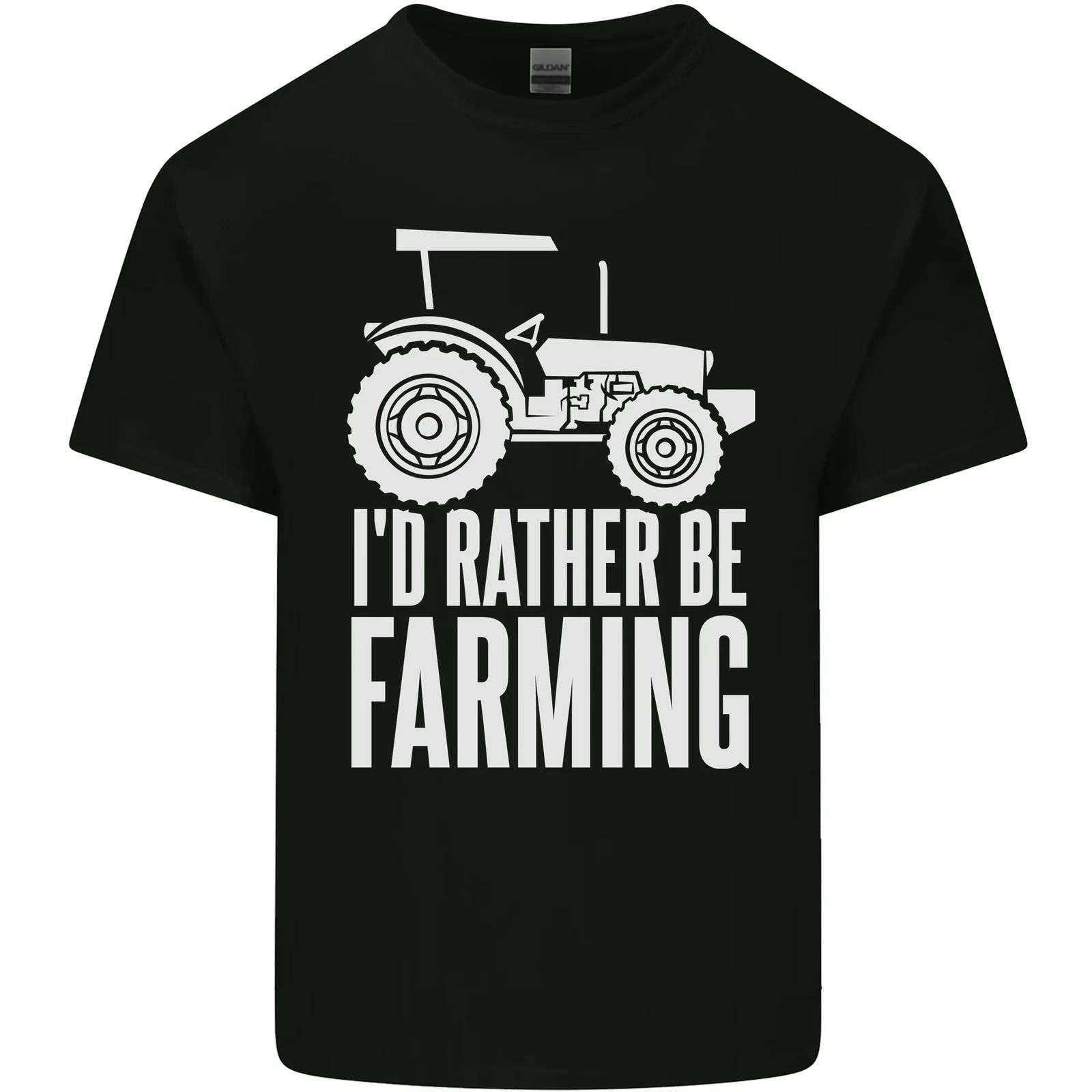 Id Rather Be Farmer Farming Tractor Kids T-Shirt Childrens L
