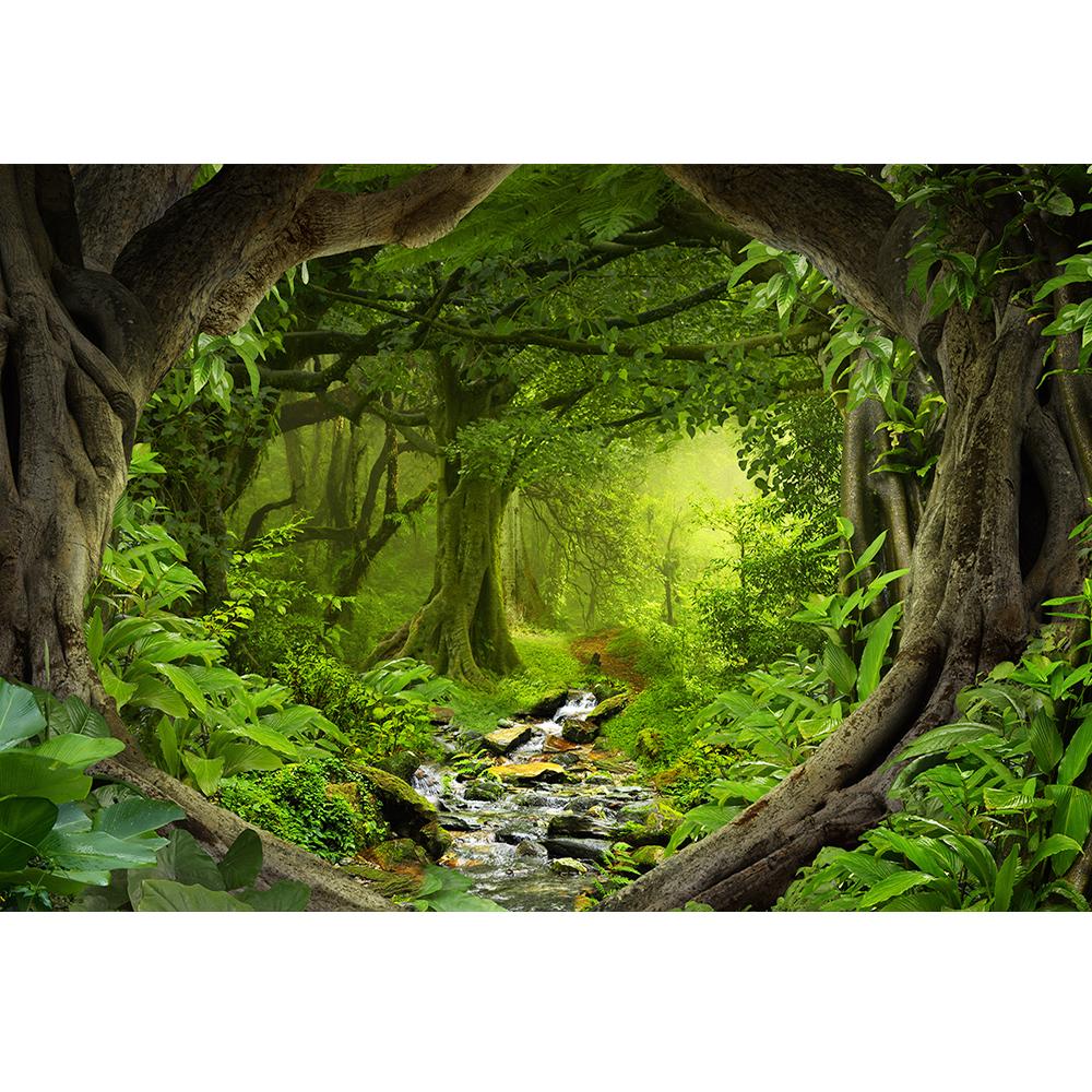 Mural de pared de bosque, papel tapiz de selva tropical, gran mural de paisaje natural para dormitorio, sala de estar, murales, decoración del hogar