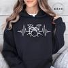 Autumn Fleece Hoodie Drum Heartbeat Print Hooded Drummer Fashion Sweatshirt Long Sleeve Top Drumming Music Musician Band Hoodies