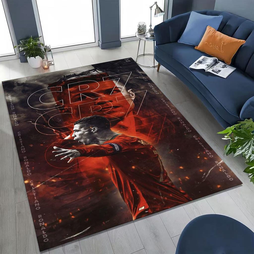 3D Goat Football Star R-Ronaldo Cartoon Art Carpet Rug for Bedroom Living Room Sofa Home Doormat Decor,Large Non-slip Floor Mat