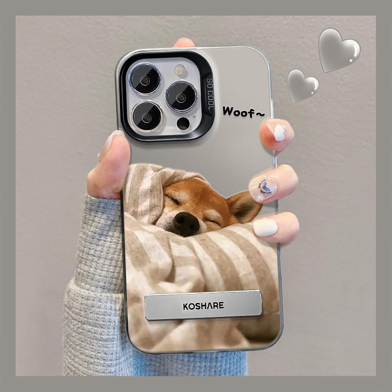 Anwendbar auf Apple 13 Handyhülle Iphone15 Steppkatze und Hund Ständer 14 Farbe Silber Matt 14 Paare High-End