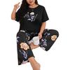 Wind-printed loungewear suit, short-sleeved trousers, comfortable casual pajamas