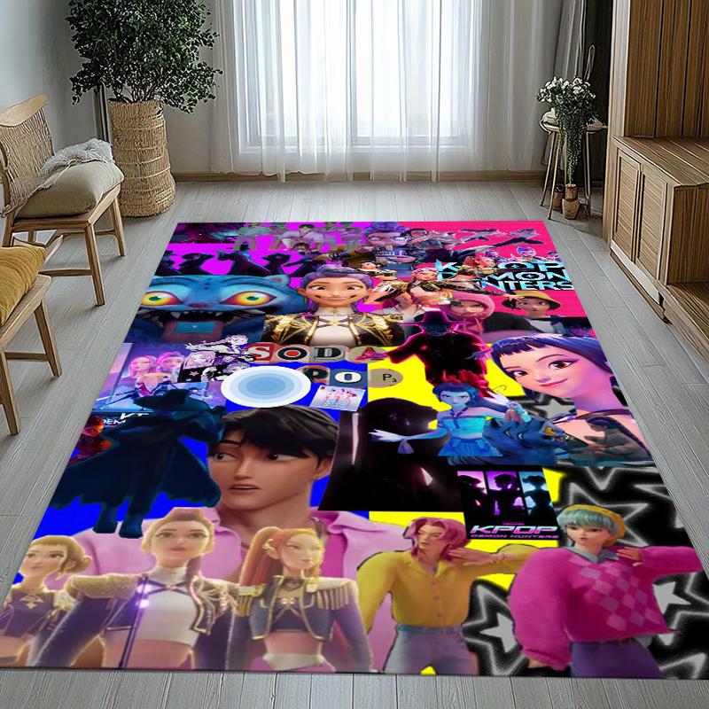 K-Pop Demon Hunters Golden Saja Boys Living Room Non-Slip Area Rug Soft Carpet for Bedroom Playroom Sofa,Home Decor Doormat