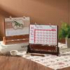 2026 Custom Wooden Desk Calendar with Logo - Monthly Desktop Ornament for Office