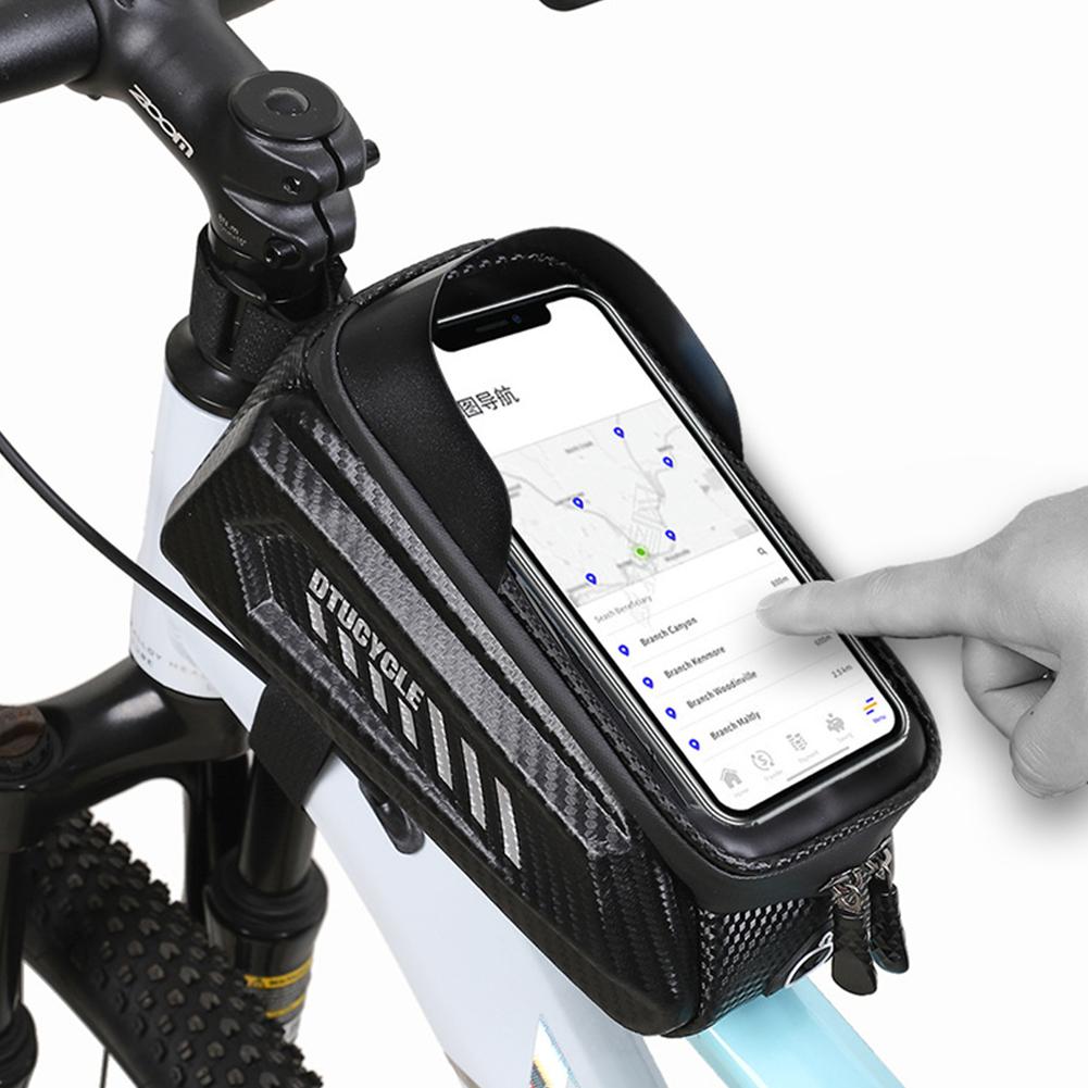1.5/1L Bike Frame Front Tube Bag 7.4 Inch Touchscreen Hard Casing Bike Bag Waterproof Bike Phone Mount Pouch Bike Accessories