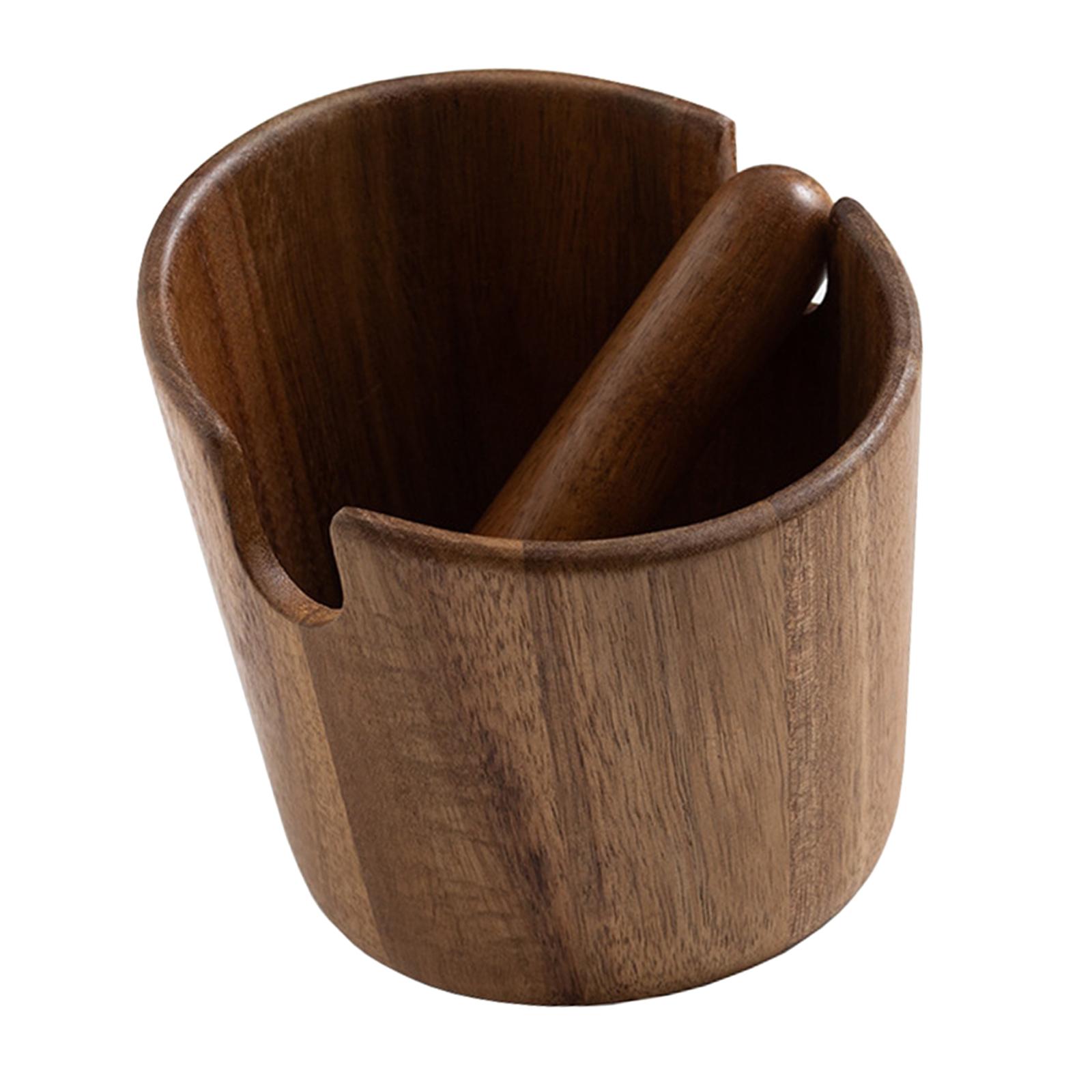 Espresso Knock Bin with Wooden Detachable Bar Coffee Grounds Dump Bin for Restaurant Office Kitchen