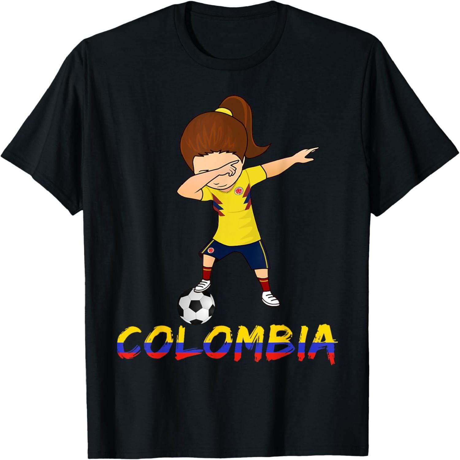 Dabbing Colombia Shirt, Soccer Girl 2018, Football Jersey T-Shirt S
