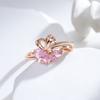 Pink Natural Zircon Ring For Women Trendy  Rose Gold Color Vintage Wedding Party Fine Daily Jewelry