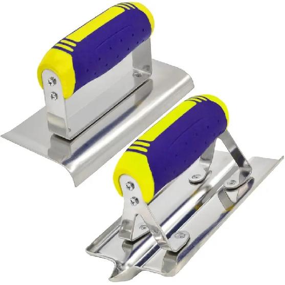 2pcs Concrete Tools Set Stainless Steel Concrete Hand Edger and Groover Plaster Stucco Cement Finishing Tool Kit 1 set