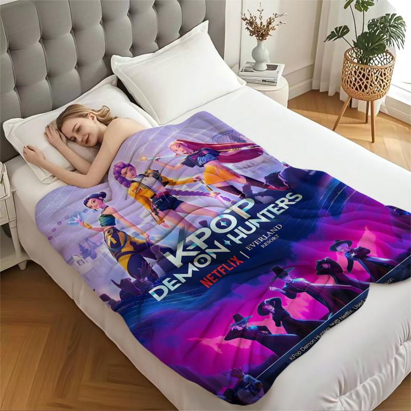 K-Pop-Dämonenjäger Decke Heißer Anime Flanell Überwurfdecke Winter Warme Decke für Wohnzimmer Sofa Bettbezug Fan Geschenk Decke