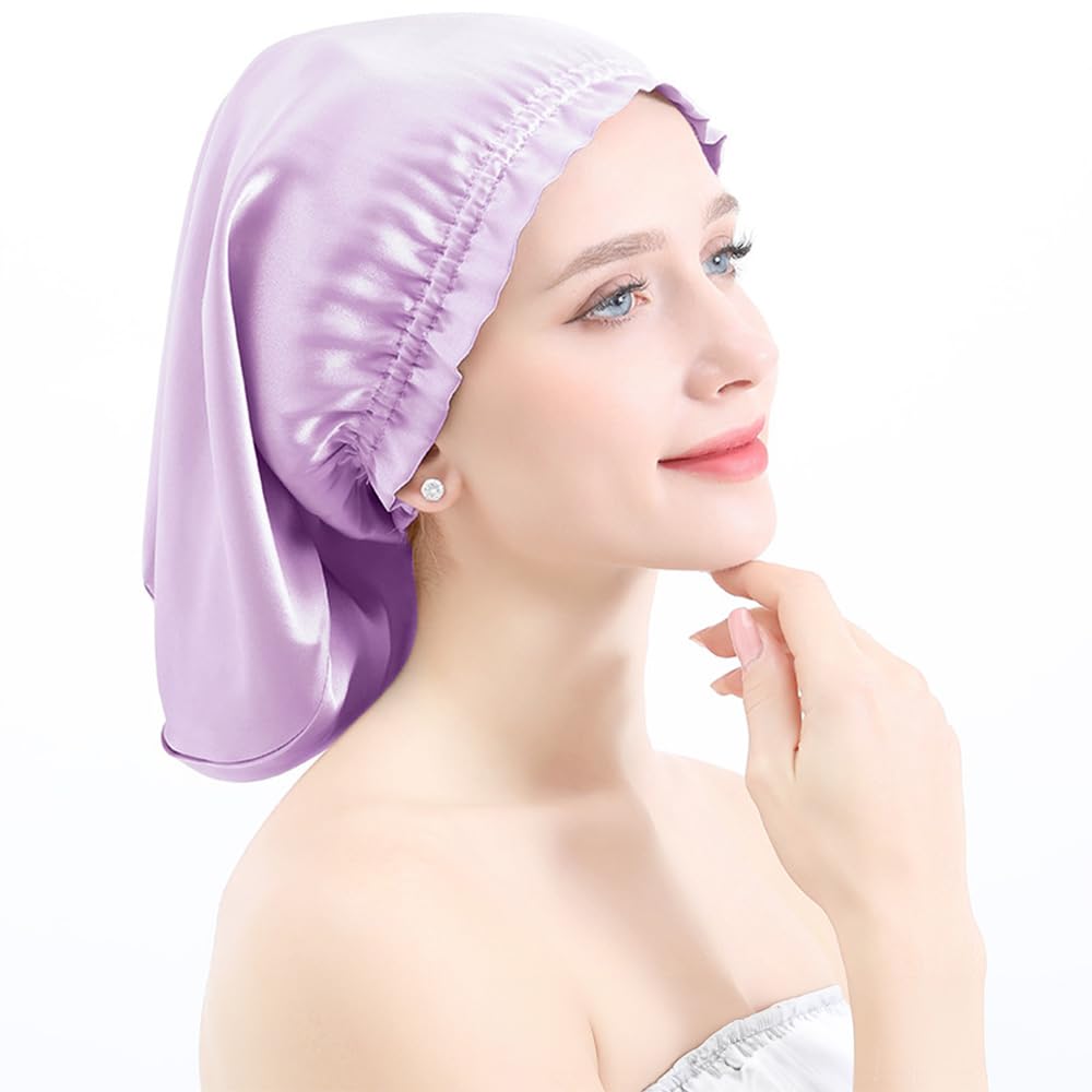 

KISSOS Silk Night Hair Sleeping Cap for Beautiful Long Hair Cap, Cap, Sleeping, Moisturizing, Hair, (Purple) фиолетовый