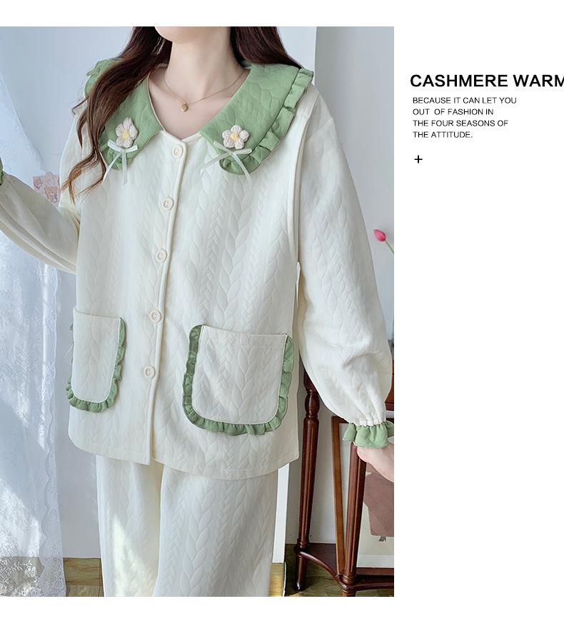 Air Cotton Layered Maternity Pajamas for Autumn/Winter - Breastfeeding & Postpartum Homewear