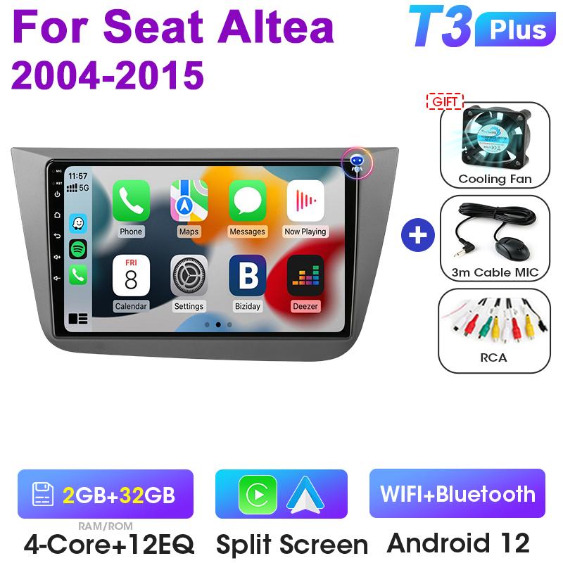 2 Din Android 12 Car Radio For Fiat Seat Altea 2004 - 2015 Multimedia Video Player GPS Carplay Auto Stereo 4G QLED DVD Head Unit