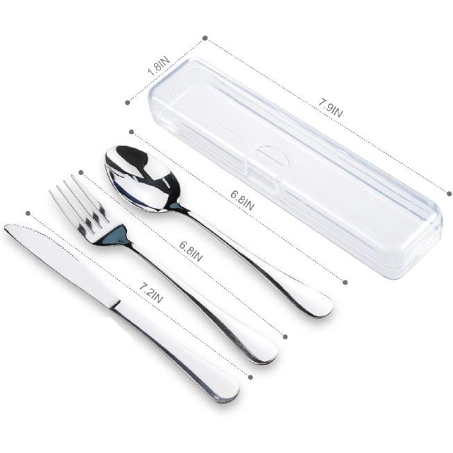 Travel Utensils With Case, Stainless Steel Reusable Portable Utensils Set With Case, Lengnoyp Travel Silverware Set