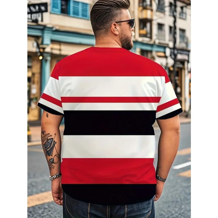 Pánské tričko nadměrné velikosti XL-7XL s krátkým rukávem a kulatým výstřihem, vintage ležérní, velké velikosti