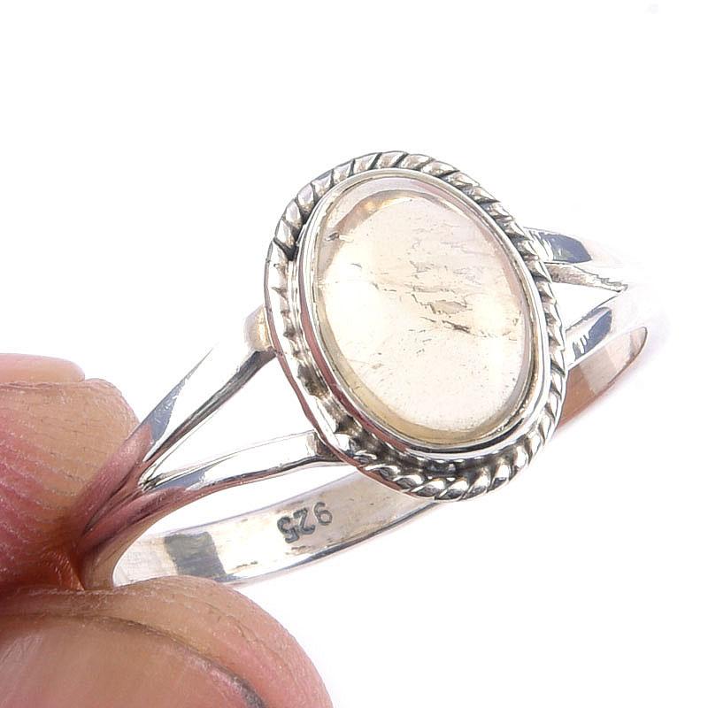 

Natural Citrine Gemstone Handmade 925 Solid Sterling Silver Ring Size 9.5 e3S77