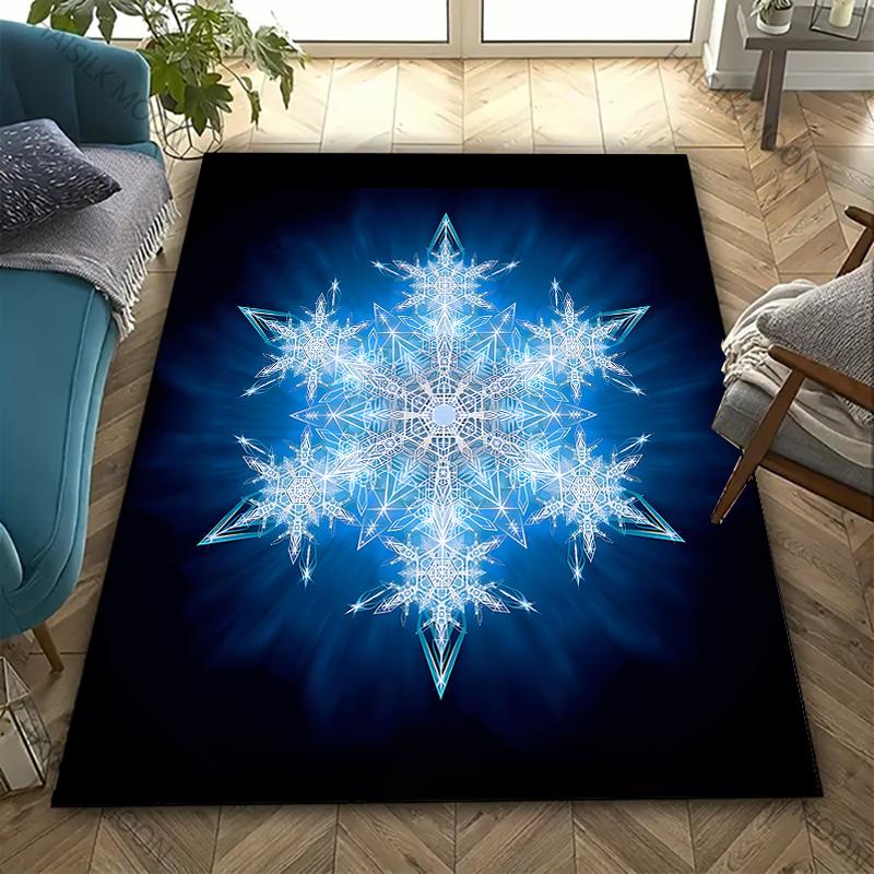3D HD Printing Snowflake Printed Carpet,Rug for Living Room Bedroom, Office Large Areas,Durable Machine Washable Mat Nice Gifts