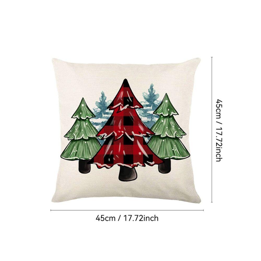 New 45×45cm Christmas Throw Pillow Cover Linen Christmas Tree Pillowcase Removable Soft Pillow Cover Home Decoration