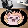 1pc Flaming Cat Office Round Area Rug,  Mat Suitable For Office, Under Office Chairs Bedroom Living Room Home Decor, Room Deco