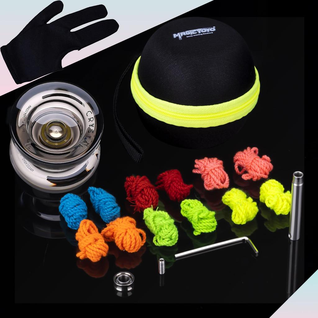 MAGICYOYO K2 Black Responsive Yoyo for Kids Beginners with Extra Unresponsive Yoyo Pro Plastic Trick Yoyo for Yoyo Bag Bearing, Adults+12