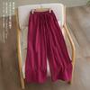 Pantaloni Larghi in Cotone e Lino da Donna per Estate e Autunno Vita Elastica Gamba Dritta Larghi Nascondono i Difetti Pantaloni Casual