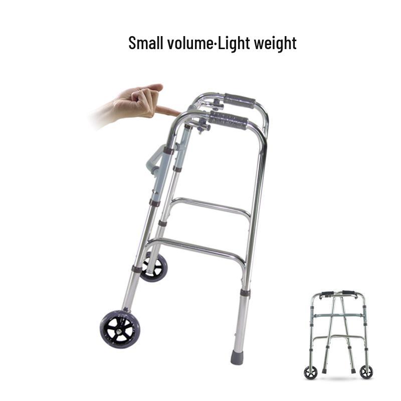 Elderly Foldable Aluminum Walker with Wheels for Rehabilitation