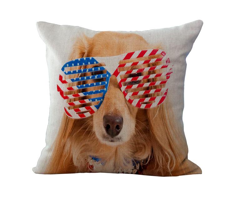 Gezellig kussenhoes Amerikaanse & Britse Vlaggen Hond afgedrukt Persoonlijkheid Sierkussenhoes huis decoratieve kussens vierkant 45x45cm 45x45cm