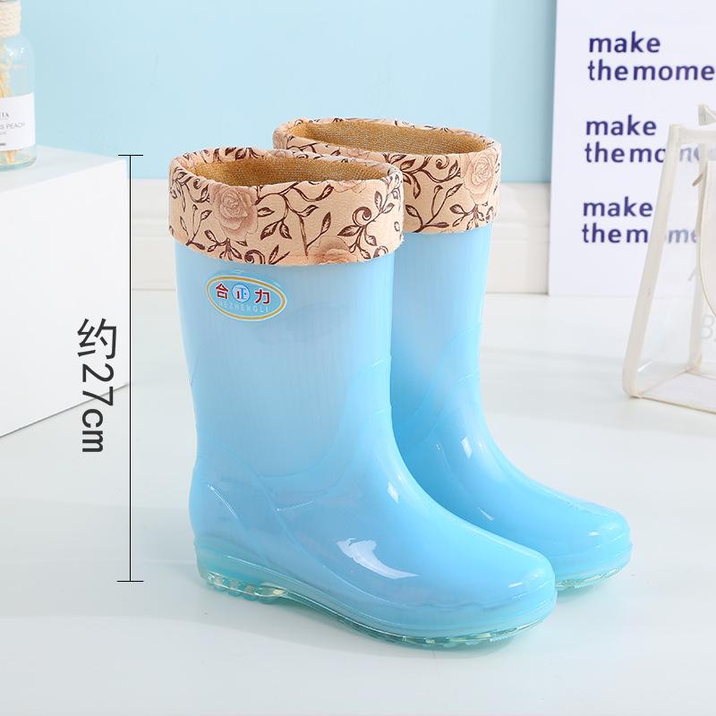 Long rain boots women's fashion rain shoes women's adult no lining high tube waterproof shoes quick-drying rubber shoes summer