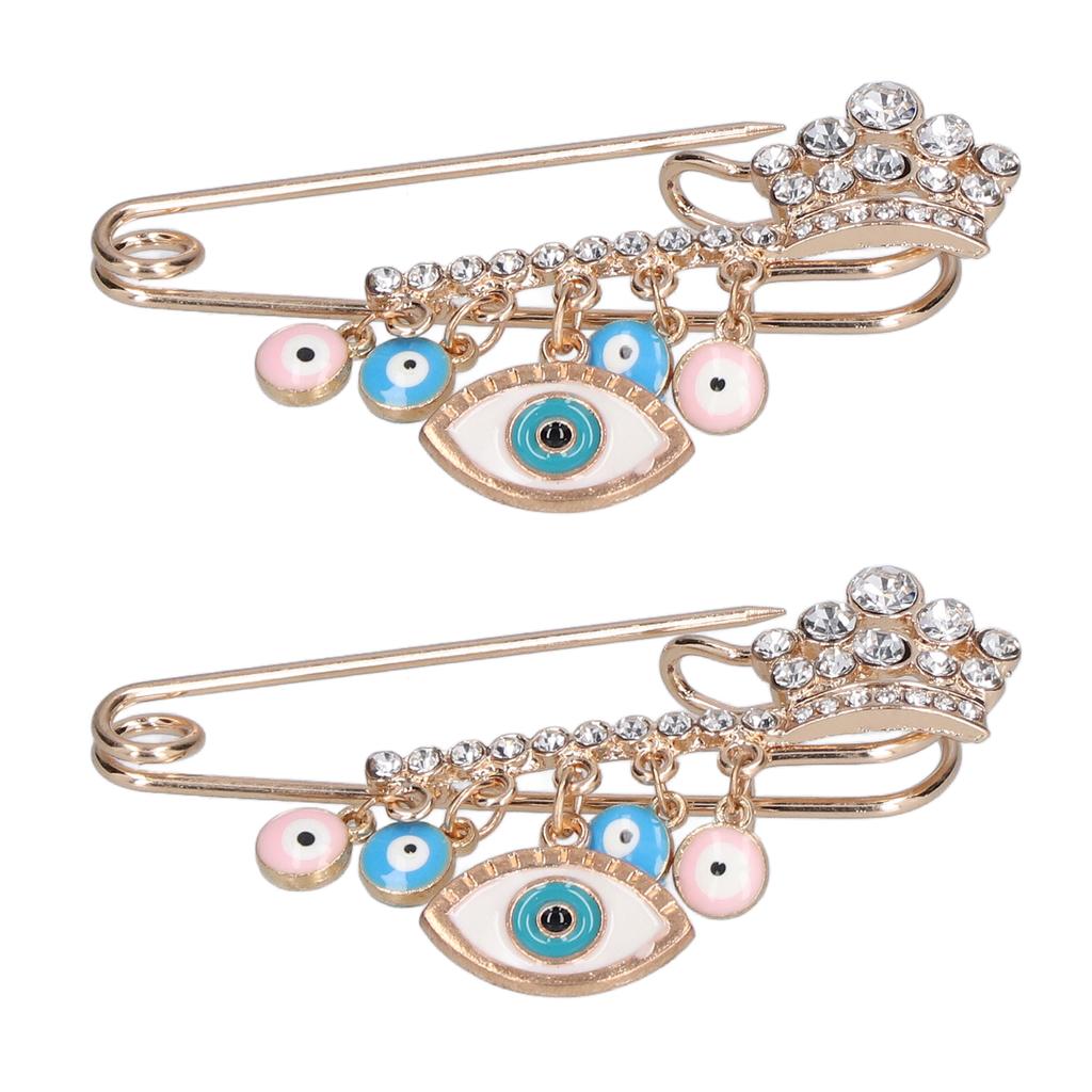 2Pcs Rhinestone Brooch Pins Multi Purpose Exquisite Workmanship Fashion Design Blue Brooches Jewelry for Parties Daily