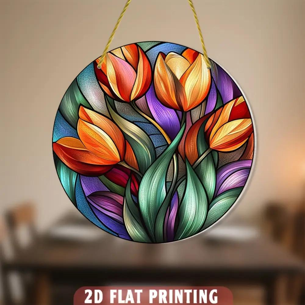 2D Flat Acrylic Round Decoration , Use No Batteries/Electricity Needed, Unique Indoor/Outdoor Decoration , Multipurpose Traditional