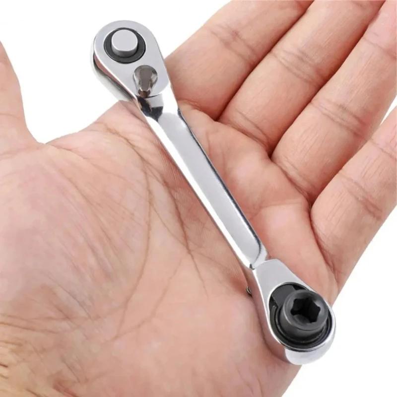 High Quality Double-Ended Mini Ratchet Wrench Bit Handle Small Fly Socket Screwdriver Repair Tool with Metric Measurement System