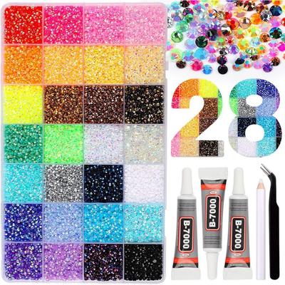 Resin Rhinestone Kit, 3mm Flat Rhinestone Kit, Includes Glue and Craft Tools, DIY Decorative Gemstone Kit