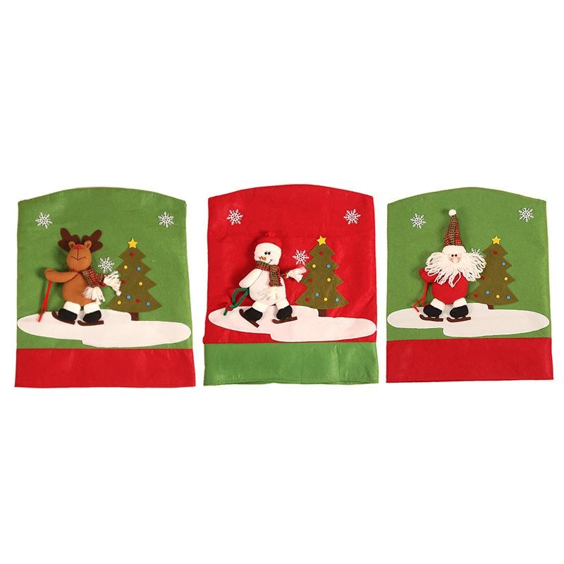 Christmas Decoration Chair Cover Santa Claus Snowman Reindeer Chair Cover Christmas Party Dinner Home Holiday Chair Decoration