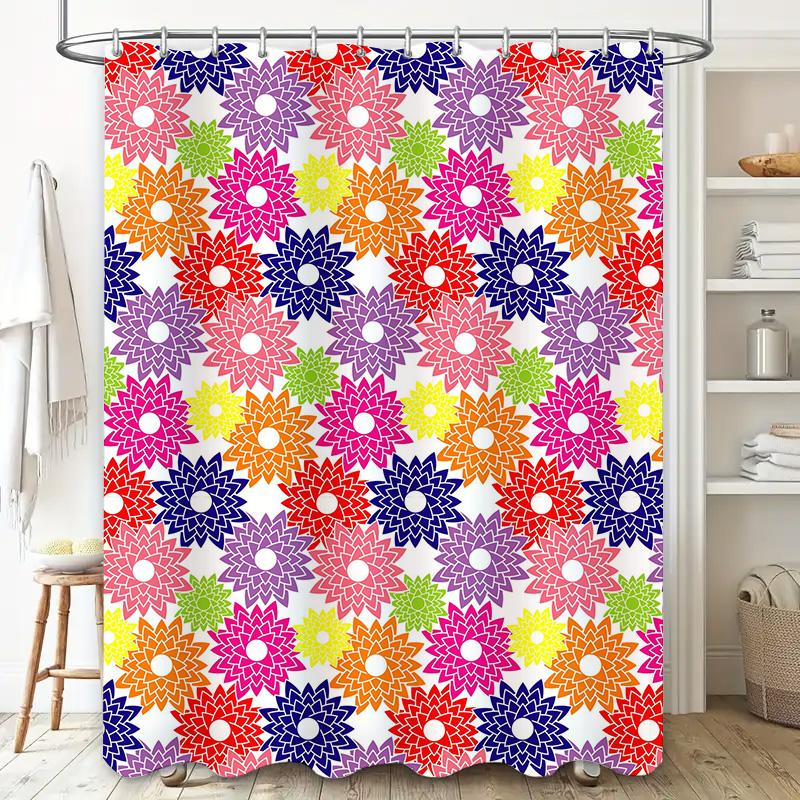 Vibrant Floral Shower Curtain Decorative Pattern for Bathroom Waterproof Fabric 72x84inches