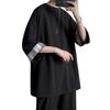 Vêtements d'été amples et larges à dos rond [foveitaa], t-shirts pour hommes, manches 3/4, unis, taille, silhouette, été, coupe, col, doux, confortable,