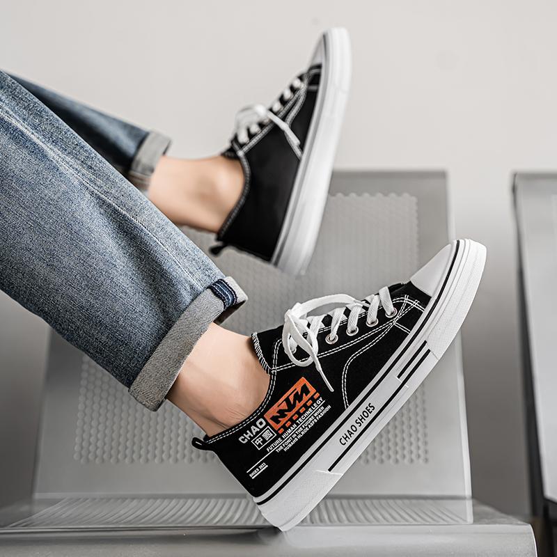 Fashion Men's Trending Low Top Canvas Skateboarding Breathable Shoes Stduents Boys Male Popular Casual Soft Sole Running Sneakers For Teens