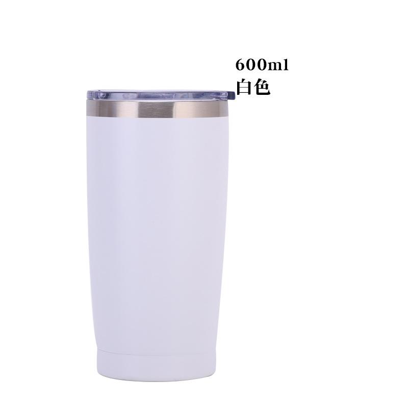 20oz Powder Coated 304 Stainless Steel Car Tumbler, Double Wall Vacuum Insulated Iced Coffee Travel Cup with Sliding Lid