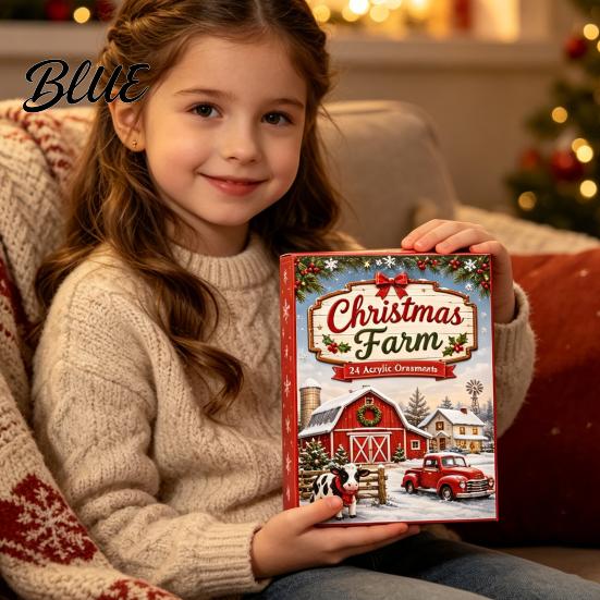 Holiday Countdown Calendar with 2D Calendar 24 Farm Advent 2026 Christmas Day Box Acrylic Decorative