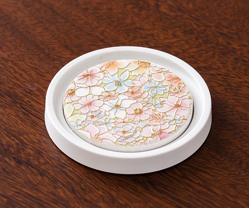 

Retro household pink absorbent coaster quick-drying teacup holder ceramic kung fu tea ceremony accessories thermal insulation білий