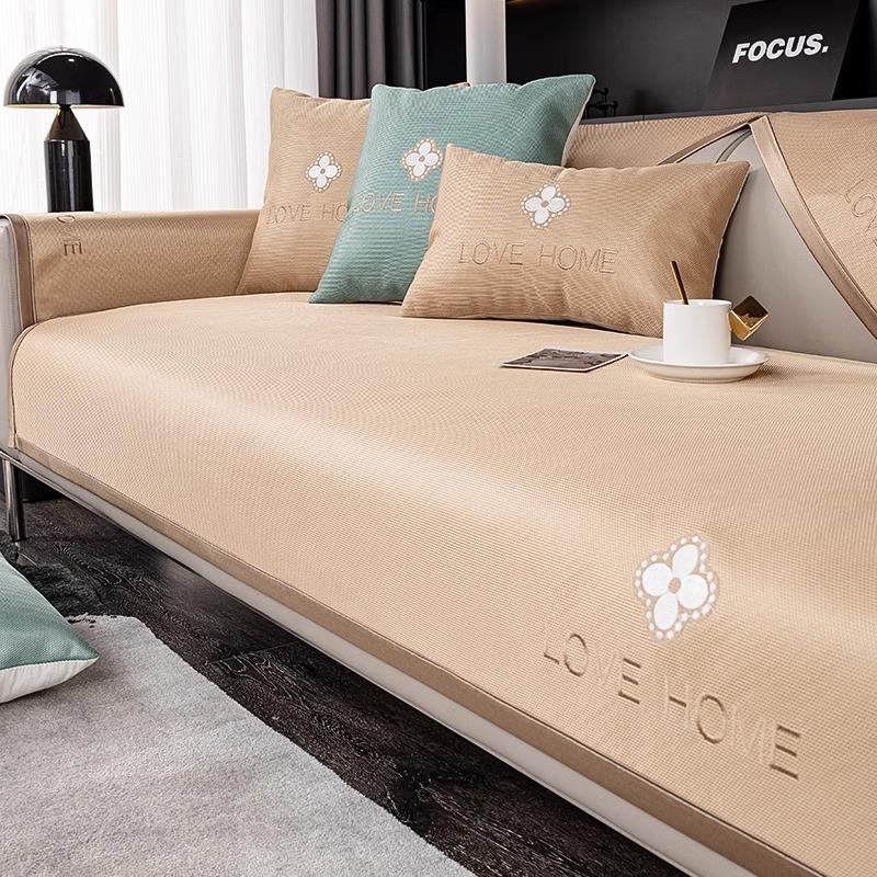 Sofa Cushion Summer Light Luxury and Simplicity High-Grade Non-Slip Summer Mat Gray Sofa Cover Cool Cushion