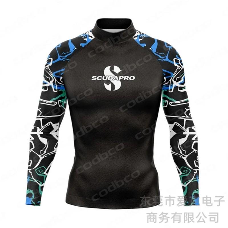 Mens Rash Guard Long Sleeve UPF 50 Sun Protection Swim Shirt Snorkeling Diving Surfing Water Sports