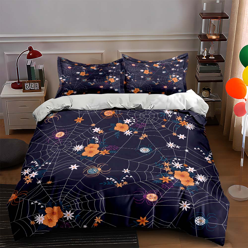 

Spiderweb floral design. Bedding Duvet cover sets Duvet covers Pillowcases gifts (1 * Duvet Cover 2 * Pillowcases, without duvet insert) 135x200cm