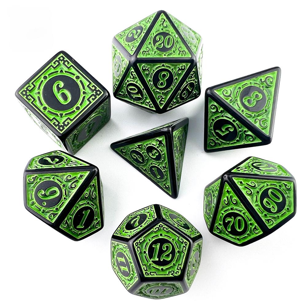 

Dice Collection Polyhedral Dice High Quality Plastic Dice Collection Unique Pattern Stunning Classic Style Font Style Ideal for Role Playing Games зелений