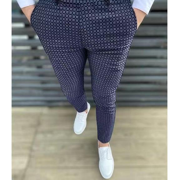 2025 Μπεστσέλερ Ανδρικό Καρό Ψηφιακό Μοτίβο Επαγγελματικό Καθημερινό Παντελόνι