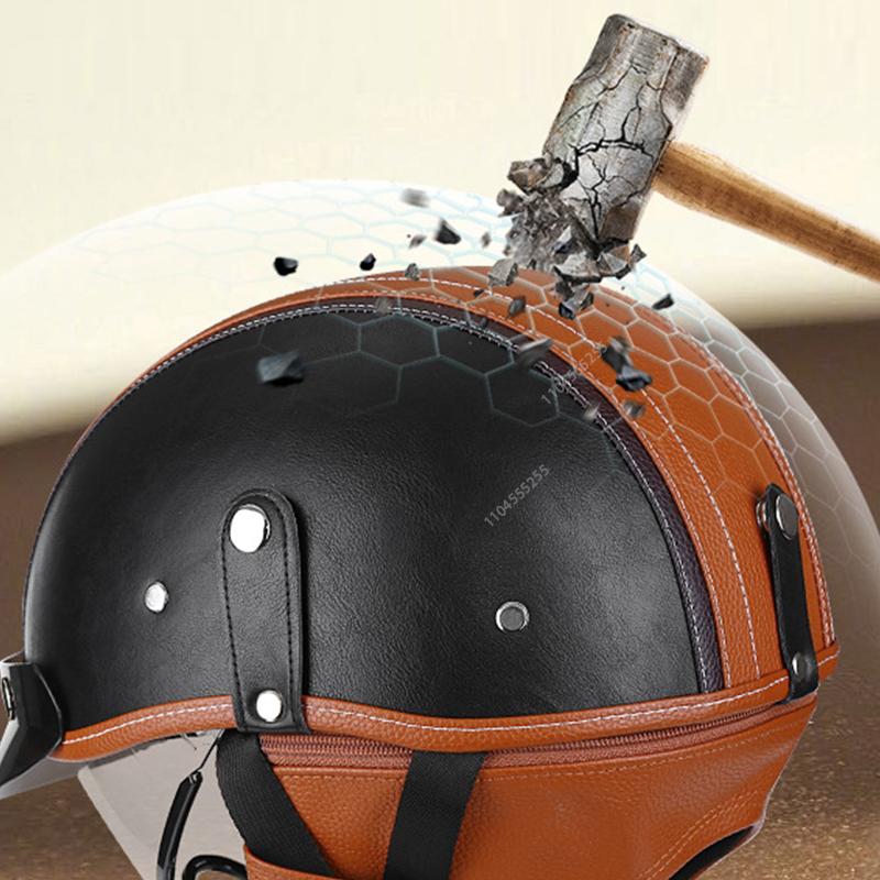 Retro Motorcycle Helmet DOT Approved Built In Sunglasses Casco Moto Helmet Detachable Insert Liner Vintage German Half Helmet
