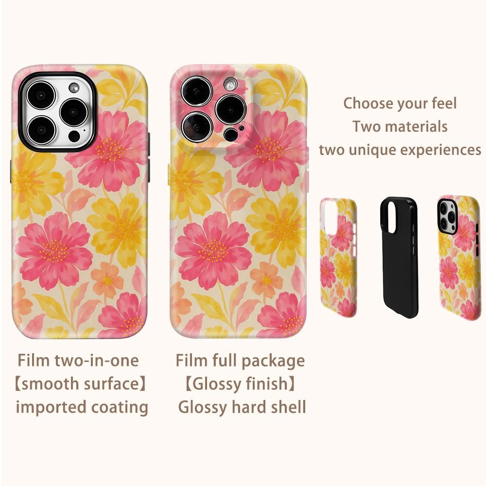 Golden Bloom Bliss Phone Case for IPhone 16 15 14 13 12 11 X XS XR XSMAX 7 8 Pro Max Plus Double-layer Back Cover